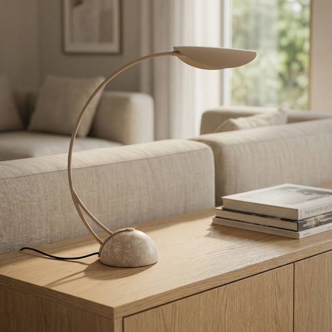 Lucande - bureaulamp - 1licht - IJzer, marmer - H: 50.5 cm - G9 - beige, natuursteen