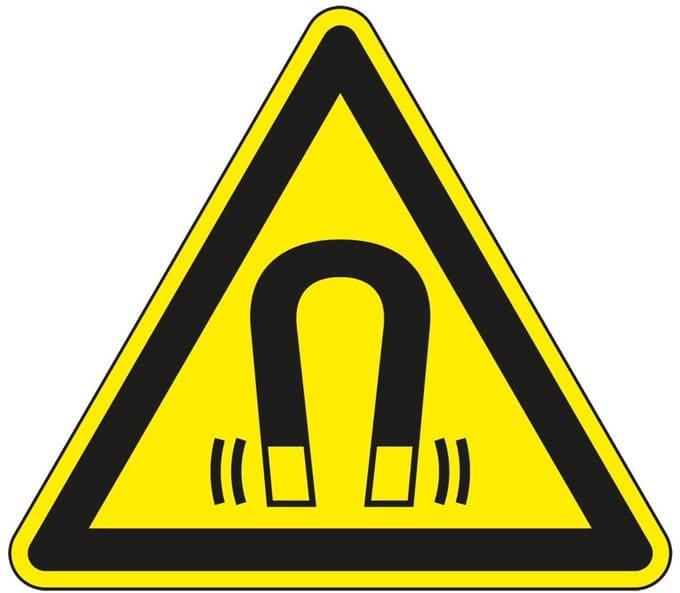 Waarschuwingssticker magnetisch veld - ISO 7010 - W006 100 mm
