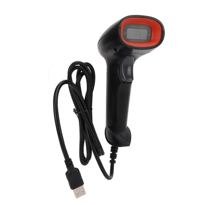 1D Handheld Barcodescanner Afbeelding Barcodelezer USB Bedraad Scanpistool voor Winkel Supermarkt gray