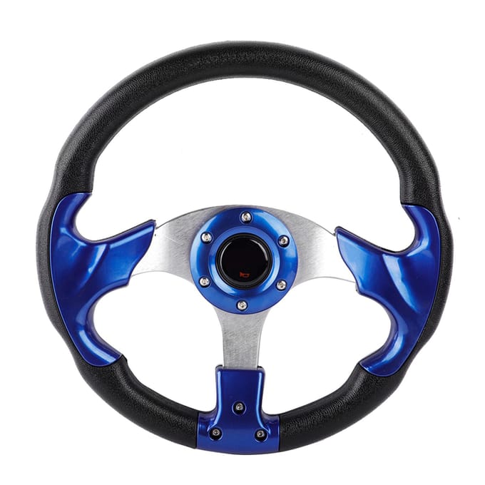 13in 320mm Universeel PU Leer Auto Sport Racing Drift Stuurwiel Blauw black