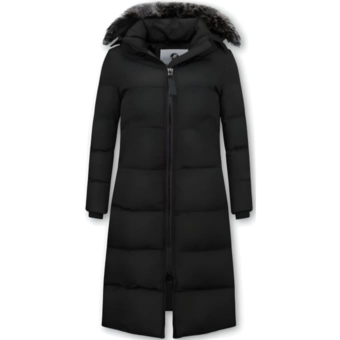 Puffer Jacket Dames Lang met Capuchon - Zwart
