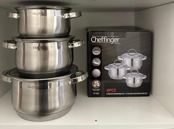Platinum PL-10012 Kookpannenset RVS Met Glazen Deksels - 6-delig