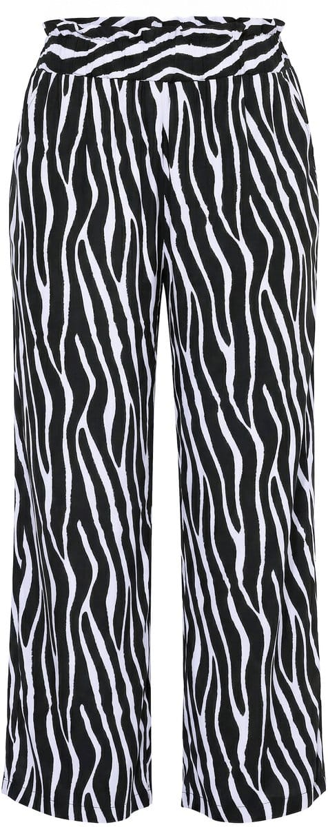 Studio Untold - Dames - Wijde broek wijde pijpen zebra - Zwart - Maat 46+