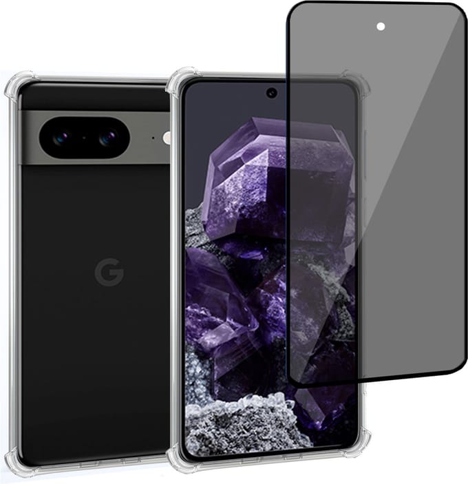 Geschikt voor Google Pixel 8 Hoesje + Privacy Screenprotector – Privé - Gehard Glas Cover