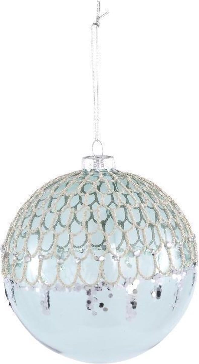 PTMD Kerstbal glas Christmas helder 12x12x12 cm