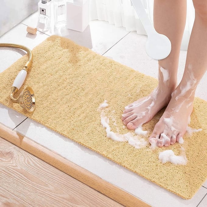 Antislip Douchemat Rubber 80x40cm Beige - Sneldrogend & Machinewasbaar