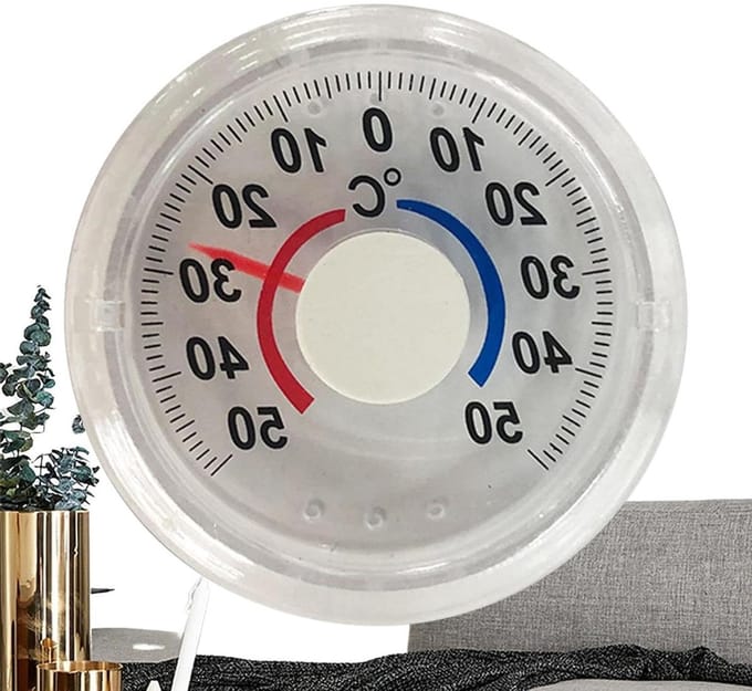 Raam Thermograaf - Buitenmeter - Temperatuur Meten - Weerbestendige Behuizing - 11 cm Diameter - Transparant