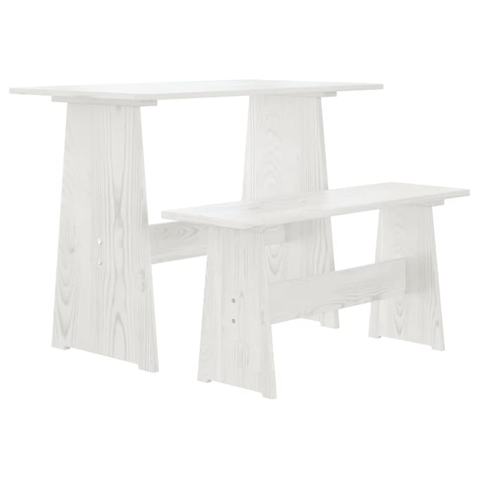 vidaXL - Eettafel - met - bankje - REINE - massief - grenenhout - wit