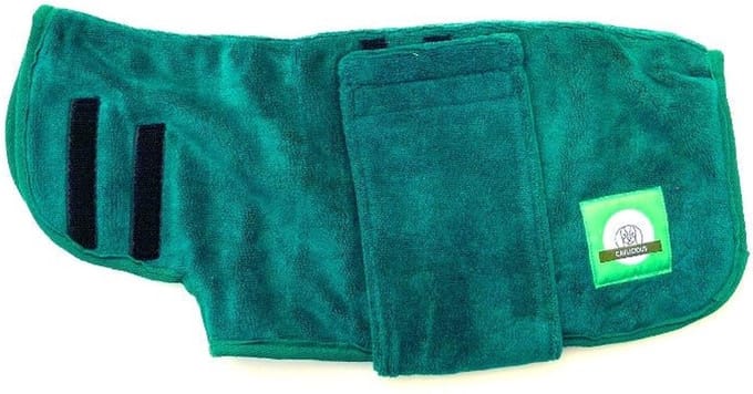 Cavlicious® hondenbadjas - zware kwaliteit - microvezel - groen - M