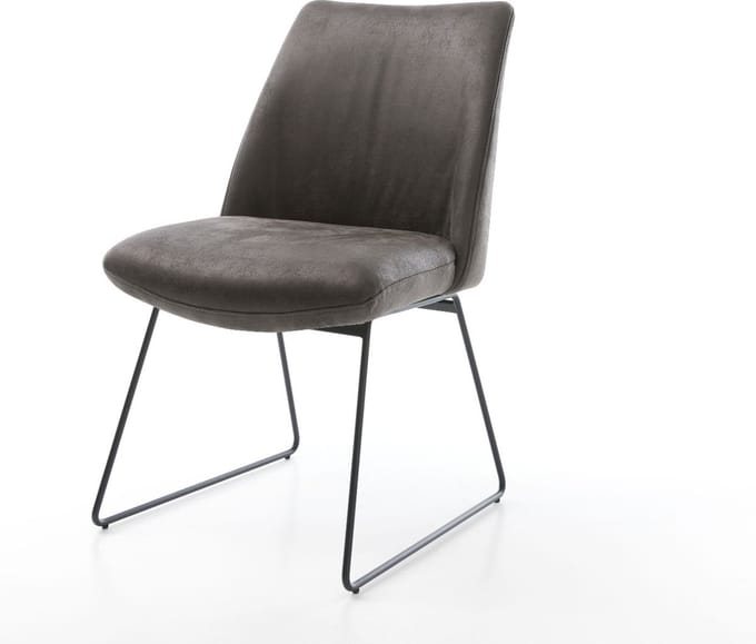 Gestoffeerde-stoel Elso-Flex slipframe zwart microvelours antraciet vintage pocketveer kern