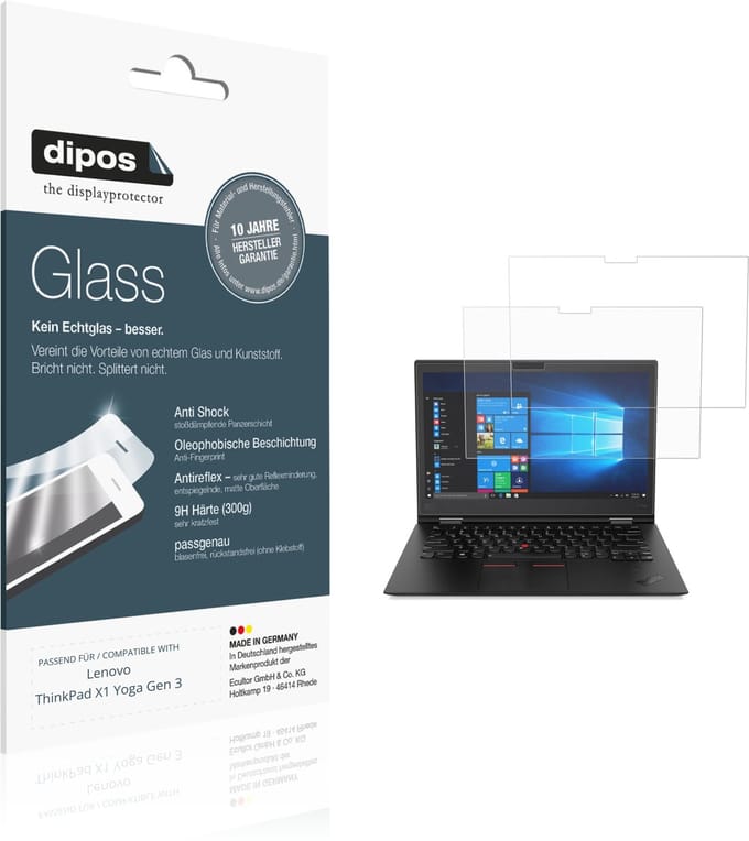 dipos – 2x Matte Pantserfolie geschikt voor Lenovo ThinkPad X1 Yoga Gen 3 | 9H Screenprotector