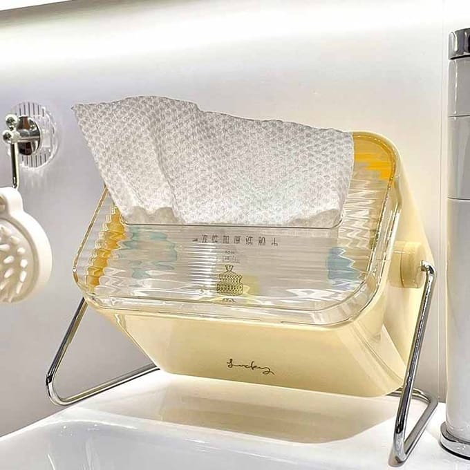 WTEMPO Tissue Box Huishoudelijke gecontracteerde mooie theetafel Multifunctionele roterende servetdoos geel