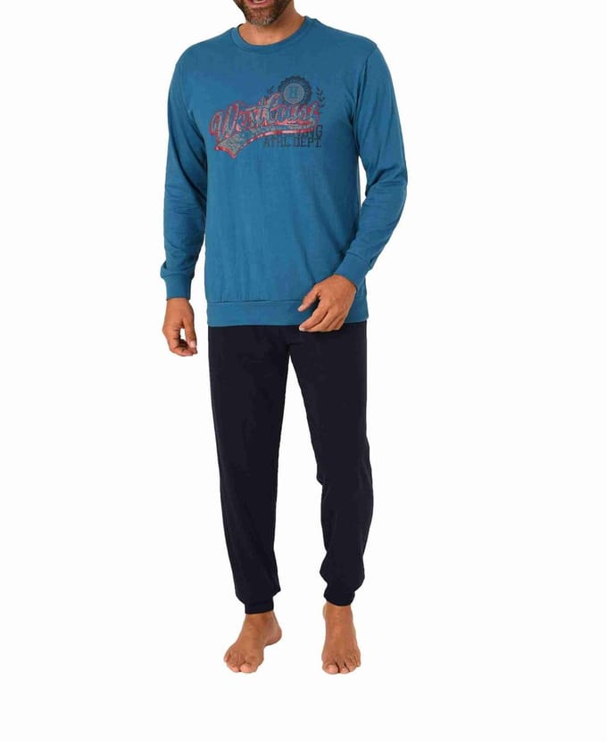 Herenpyjama lange mouw met manchetten in elegante look - 212 101 10 904