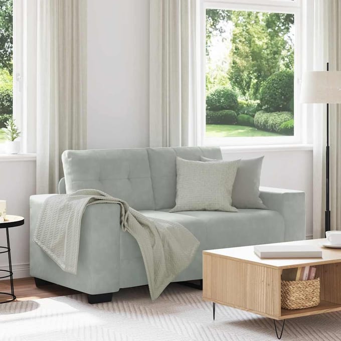 vidaXL - Loveseat - bank - 160x77x82 - cm - fluweel - lichtgrijs