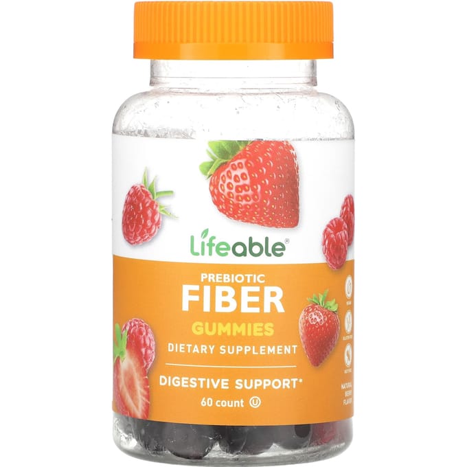 Lifeable, Gommes de fibres prébiotiques, baies naturelles, 60 gommes
