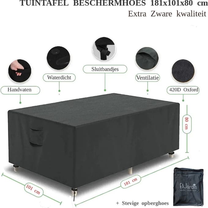 Tafelhoes Verdelux 181x101x80 cm Zwart