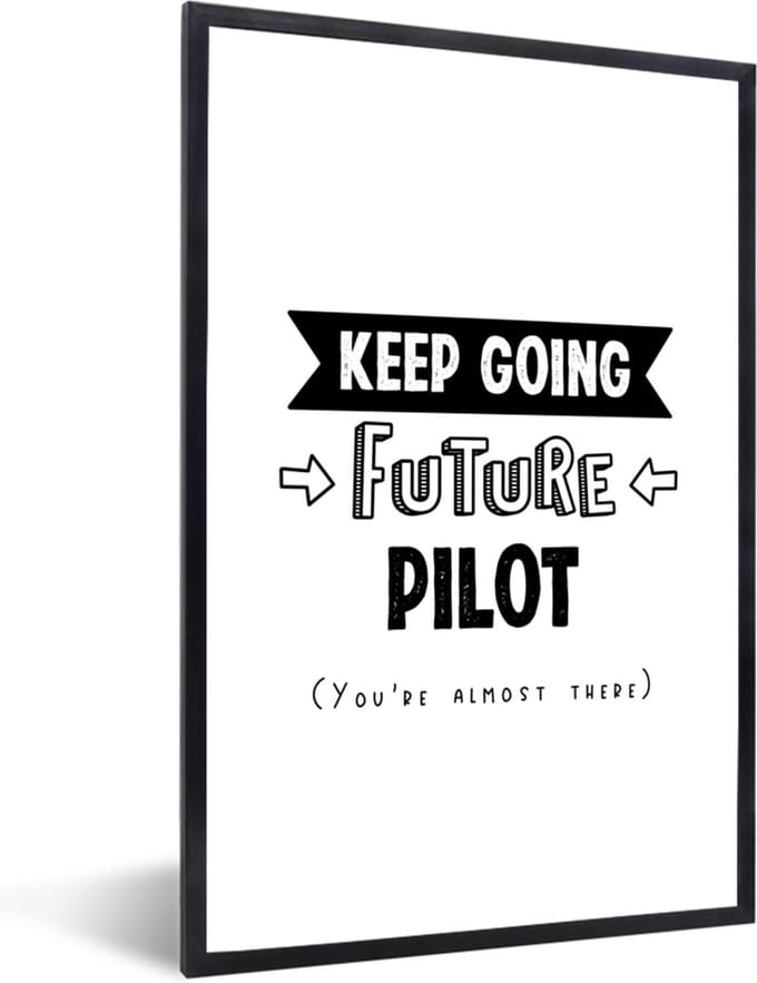 Fotolijst incl. Poster - Piloot - Student - Quotes - Opleiding - 20x30 cm - Posterlijst