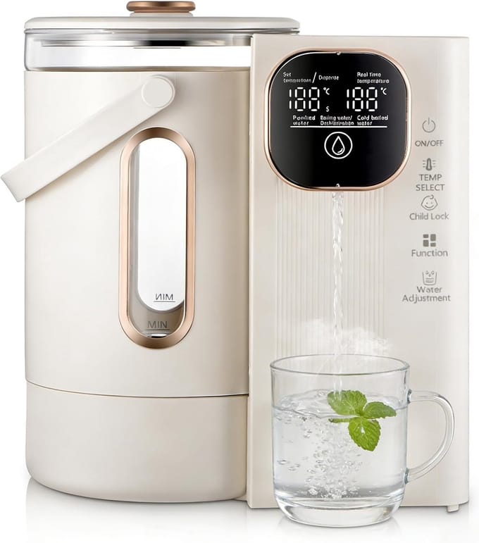 Warmwaterdispenser - Direct Heet Water - Snel Drankjes Maken - Instelbare Temperatuur - 3 Liter Tank - Beige