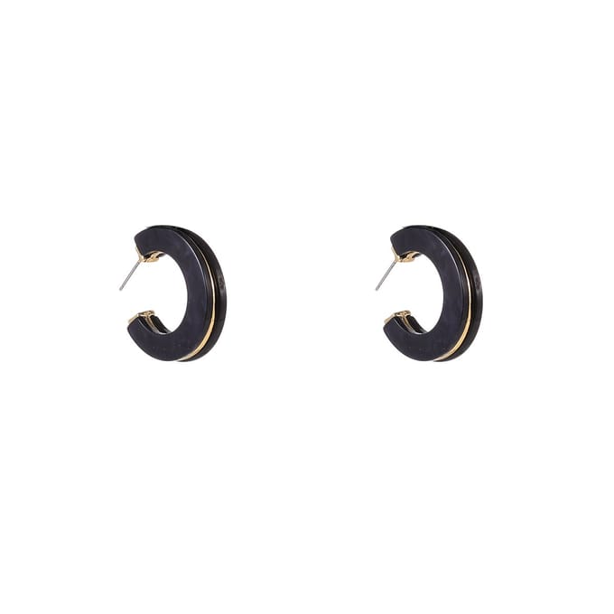 Go Dutch Label Oorknoppen 2 Lines Earring Black