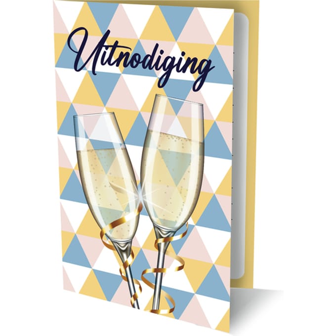 Uitnodigingskaarten - champagneglazen - 6st.