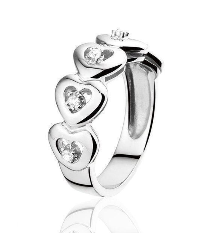 Montebello Ring Adele - 925 Zilver Gerhodineerd - Hart - Maat 54-17.2mm