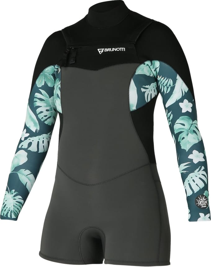 Brunotti - Glow Wetsuit Dames - Longesleeve Shorty 3/2mm - Zwart - L