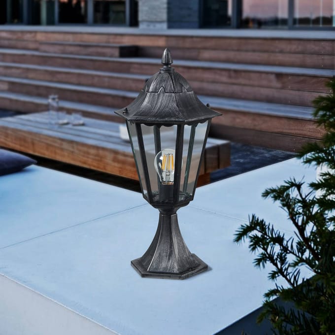 EGLO Navedo Sokkellamp Buiten - E27 - 47 cm - Zwart/Zilver