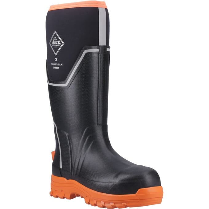 Muck Boot Grit S5 | Zwart/Oranje - Regenlaarzen - Maat 41 -
