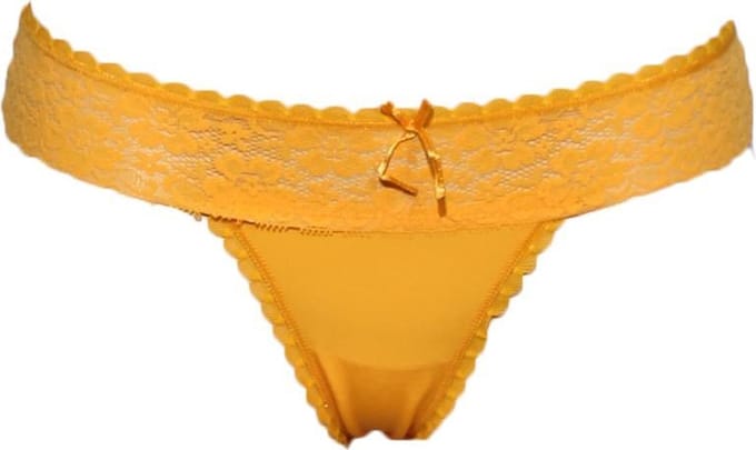 J&C dames string Kant 1605 - Kanten microfiber dames string - Geel / XL