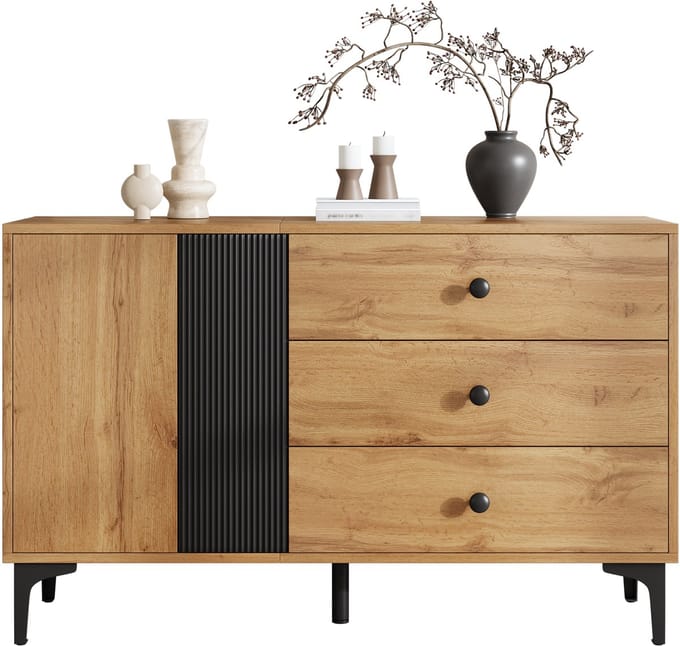 Dressoir - 120x35x76 cm - Moderne Anrichte - Buffetkast voor Woonkamer - Hout - Wit