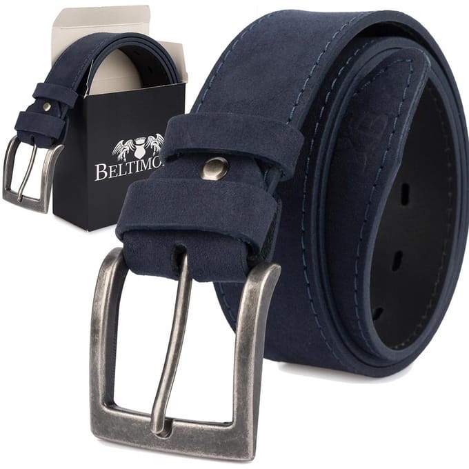 Heren Riem Leer Suède Breed 4cm Klassiek Marineblauw Premium Beltimore black