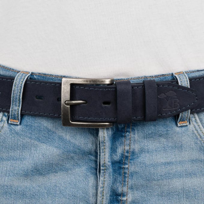 Heren Riem Leer Suède Breed 4cm Klassiek Marineblauw Premium Beltimore black