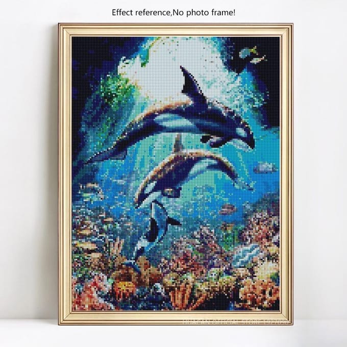 Peinture de diamant d'animaux, Kits de points de croix, broderie de diamant, affichage complet, décoration de la maison 20X30 blue