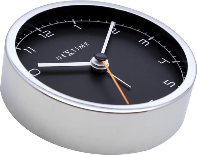 NeXtime Company Alarm – Wekker – 9 × 9 × 7.5 cm – Metaal – Zwart