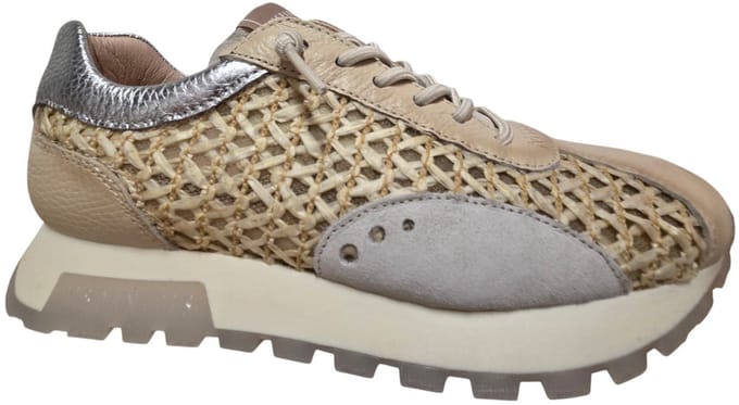 Hispanitas RHV264741 C004 Sneakers Beige Leer en Mesh Dames - Beige - 41