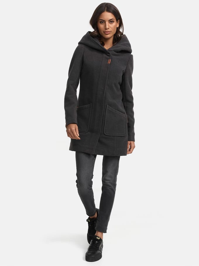 Marikoo dames wintermantel met capuchon en getailleerd model