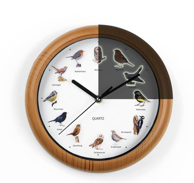 MAXXMEE wandklok met vogelstemmen 25cm 1,5V