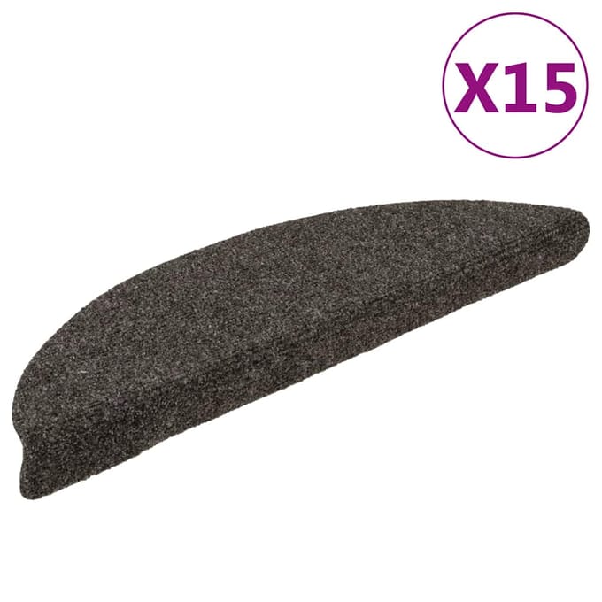 vidaXL - Trapmatten - Zelfklevend - 15 - stuks - 56x17x3 - cm - Antraciet - Halfrond
