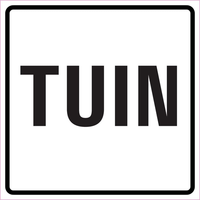 Tuin sticker, wit zwart 150 x 150 mm