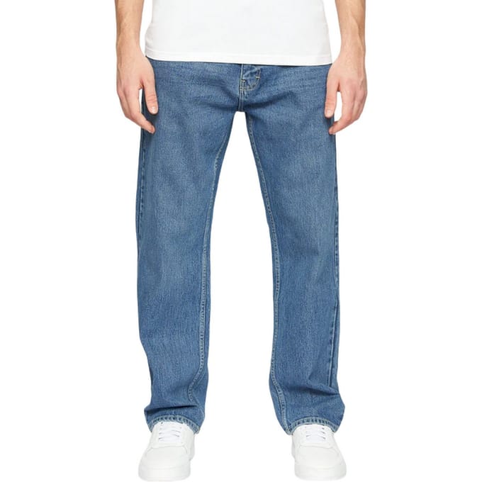 Crosshatch Heren Tillman Stone Wash Baggy Jeans (Steen)