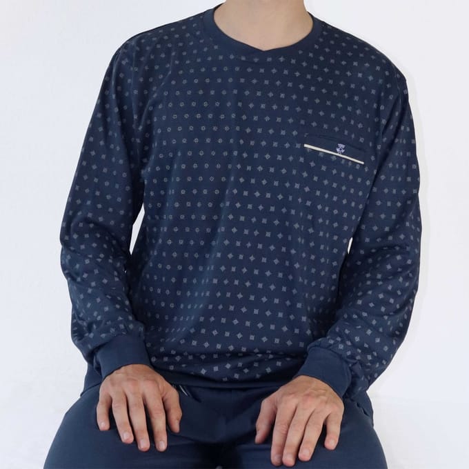 Paul Hopkins Heren Pyjama - Katoen - Navy Blauw - Maat M