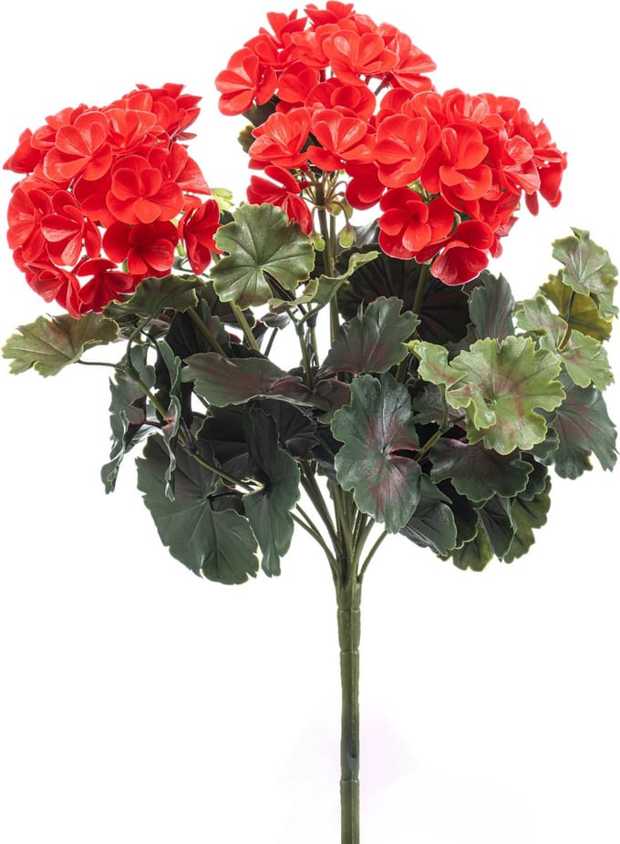 Emerald - Kunstplant Geranium UV 41cm rood - Kunstplant voor binnen