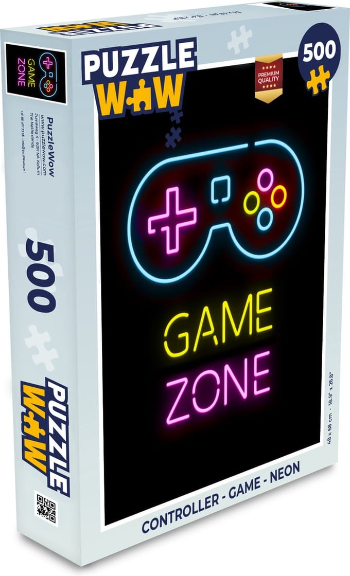 Puzzel Controller - Game - Neon - Zwart - Quotes - Game zone - Legpuzzel - Puzzel 500 stukjes