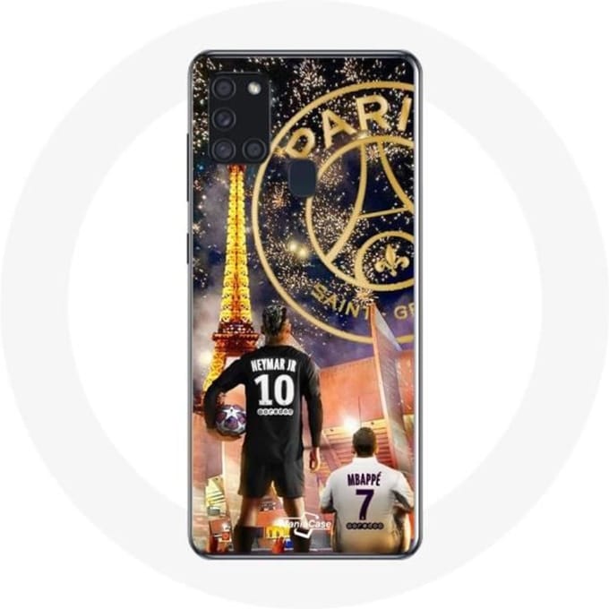 Coque pour Samsung Galaxy A21s PSG Neymar et Mbappé Joyeux noël