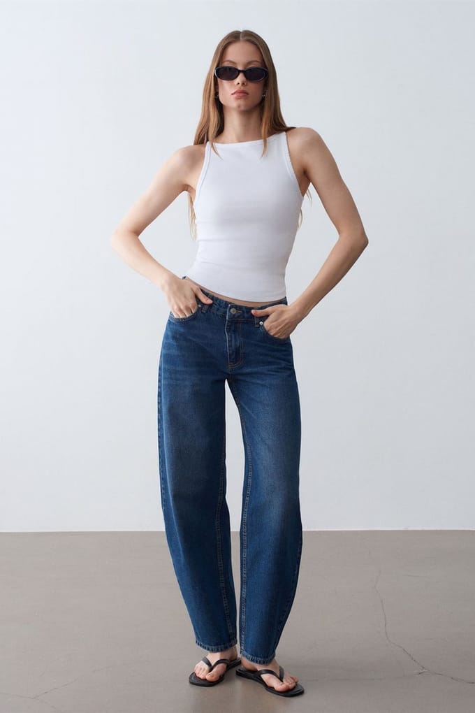 Geribbelde Katoenen Halterblouse