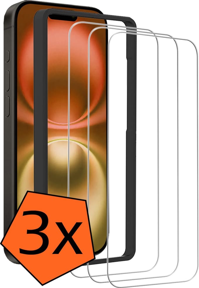 Screenprotector - 3 Stuks - Geschikt voor Apple iPhone 16 Plus - Met Installatie Frame - Gehard Glas - Beschermglas - Tempered Glass - Screen Protector