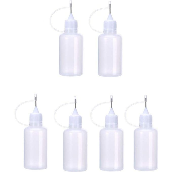 6 Stuks 30ml Lijmfles met Naaldpunt DIY Papierkunst Quilling Tool Fles Naaldfles Applicator white
