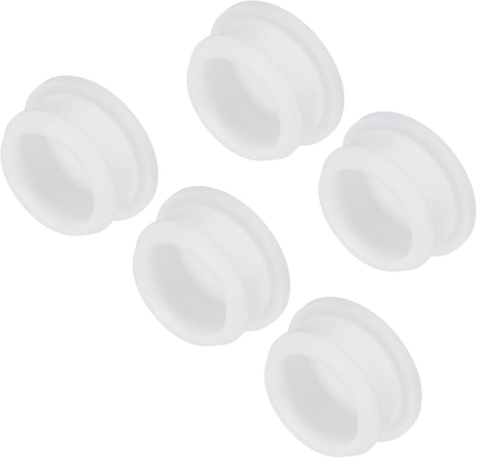 5x Set Ronde Rubber Pluggen voor Zink en Paneel Afdekking 28mm Wit