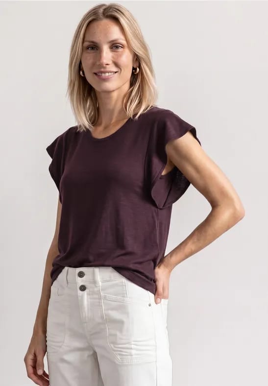 Shirt met korte volantmouwen