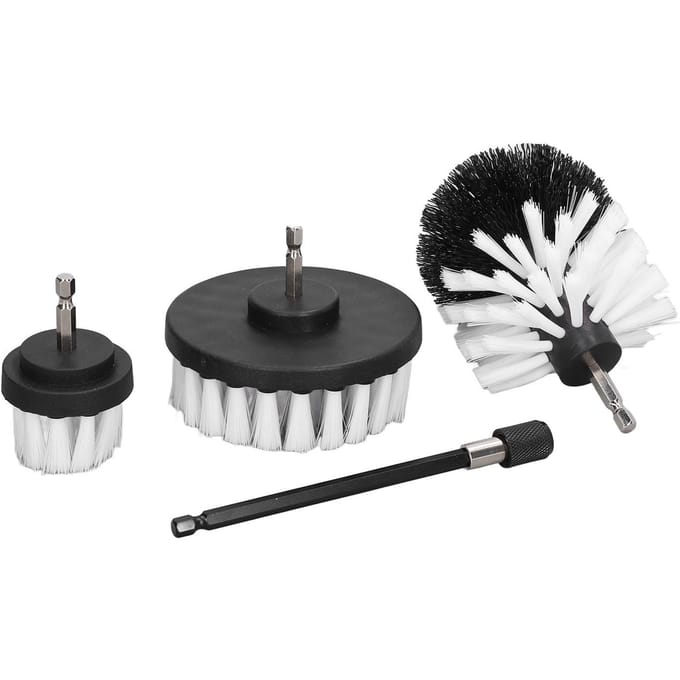 Kit de 4 brosses de perçage pour le detailing automobile avec rallonge, ensemble de brosses électriques pour le nettoyage gray